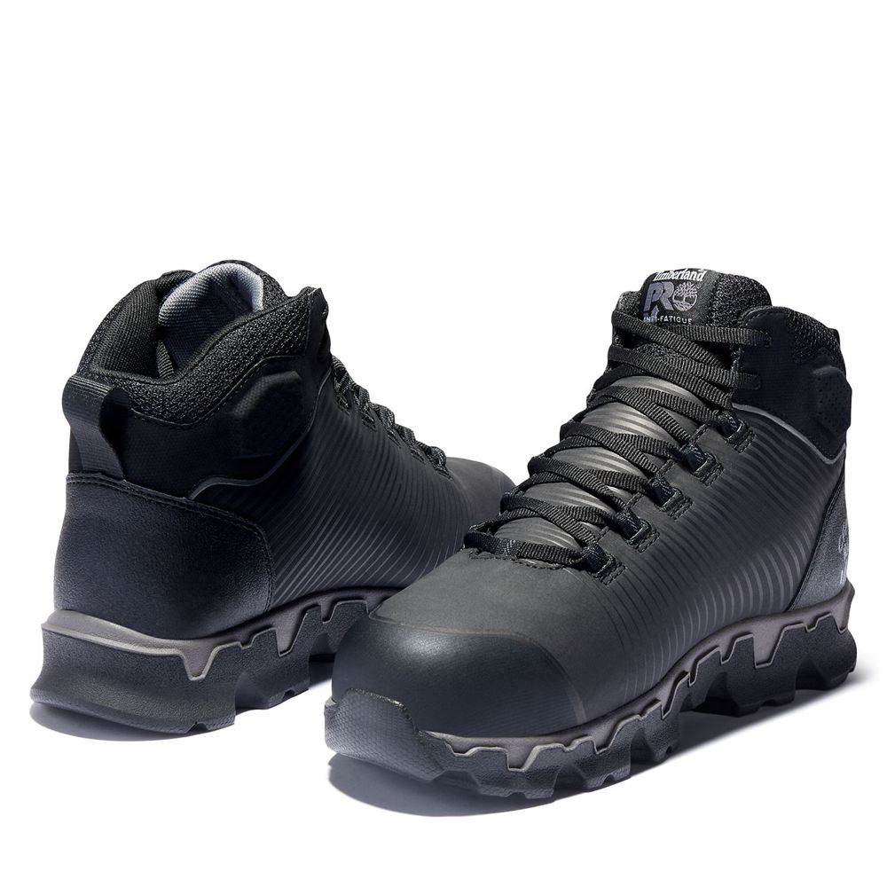 Botas Masculino - Timberland Pro Powertrain Sport Mid Alloy Toe Eh Work Shoes - HYZMJ6853 - Pretas
